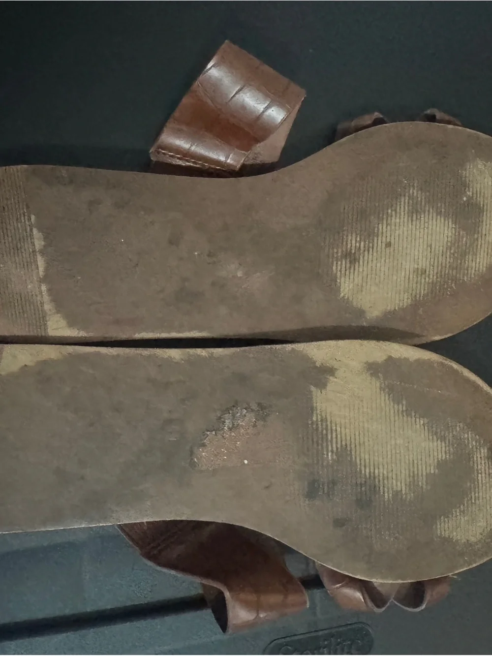 Zara Brown Croc-Texture Strappy Slide Sandals - Picture 3 of 3